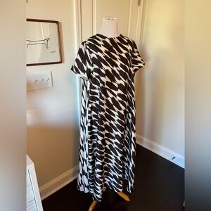 Banana Republic Trapeze Style Chocolate Brown Printed Maxi Dress Size Small